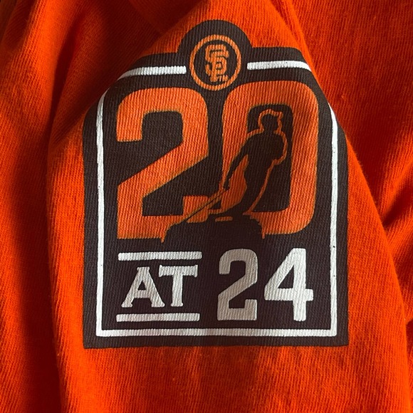 SF Giants Shirt Adult Medium Orange Gray Raglan Baseball MLB 2010 - Picture 4 of 12